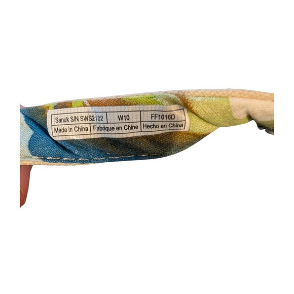 Sanuk Women’s 10 Yoga Paradise Palm Print Flip Flop Sandals Brown Canvas Strap - Picture 7 of 8